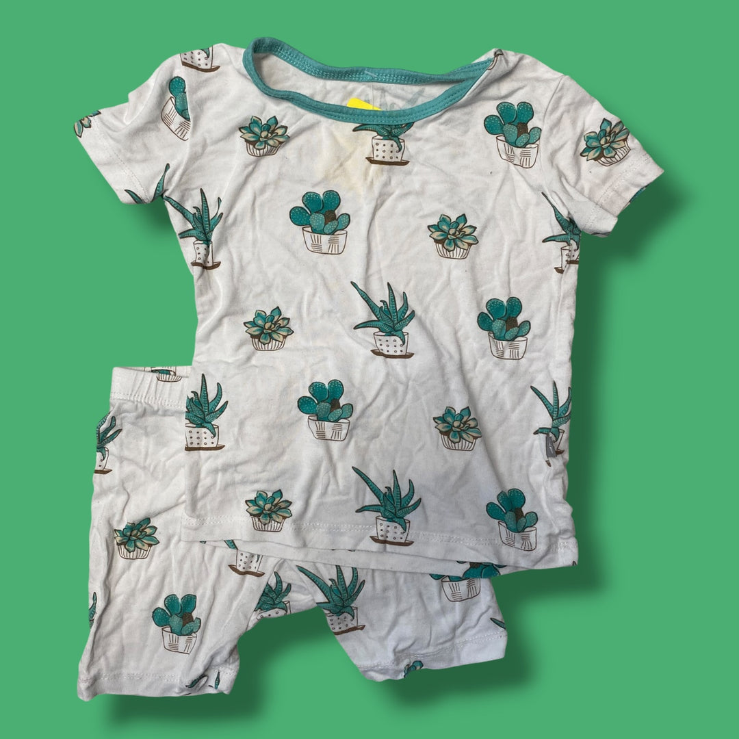 white/teal kyte succulent shortie pjs, 2Y