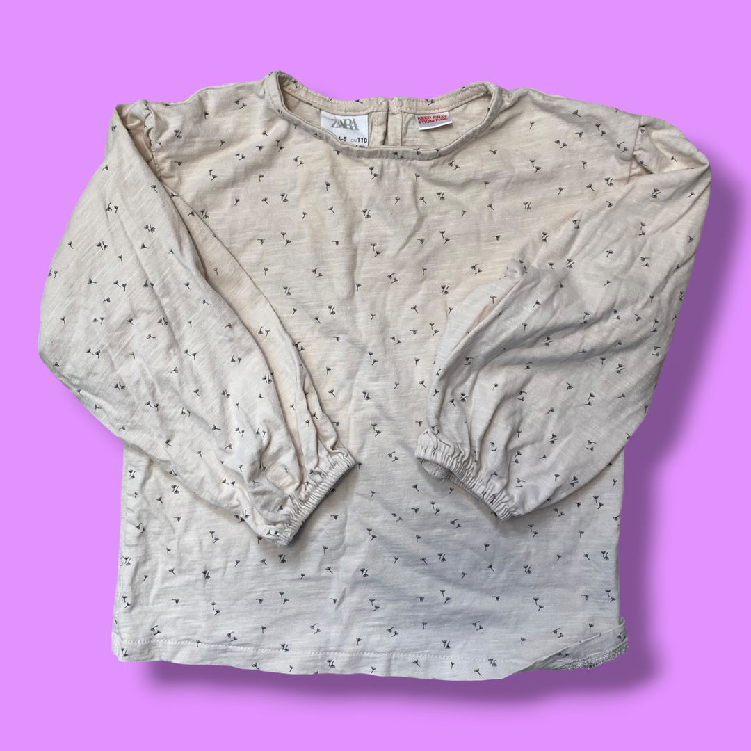 off white zara puffed sleeve, 4-5Y
