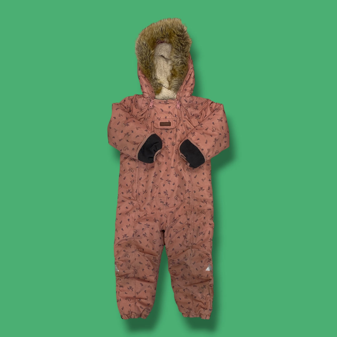 pink tiny explorers one piece snowsuit light marks, 4/5y