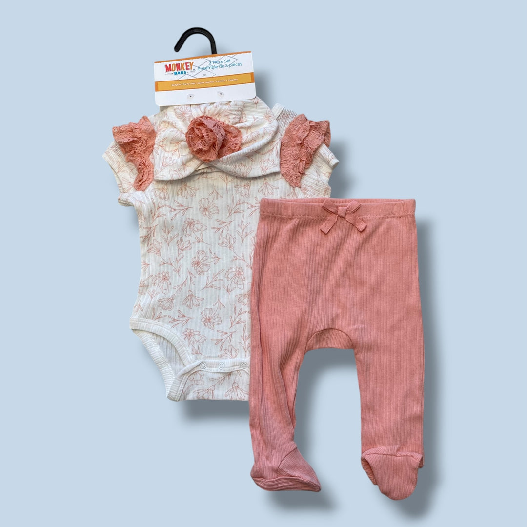 Peach Monkey bars bodysuit set, 3-6m
