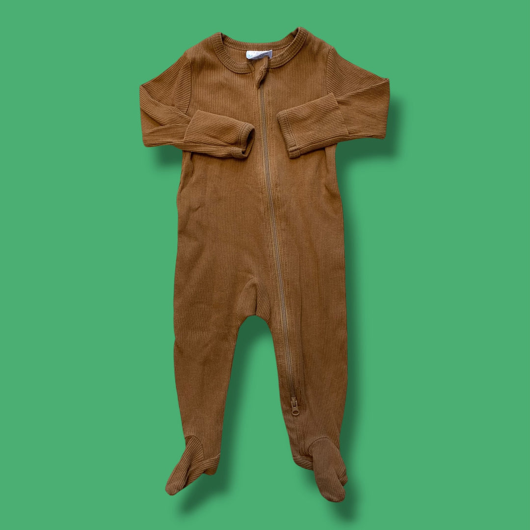 Brown Mebie Baby ribbed sleeper, 3-6m