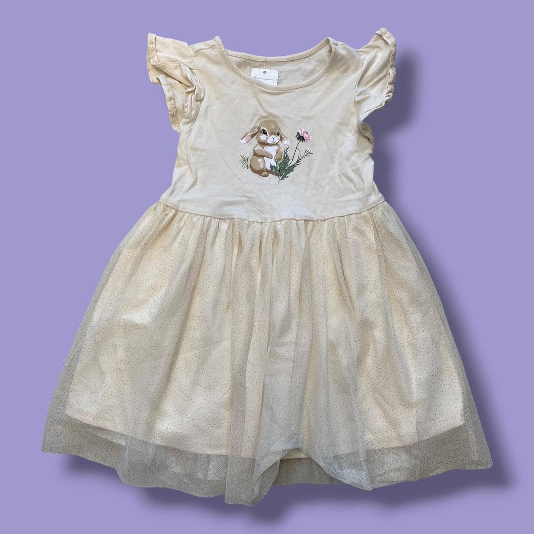 Cream H&amp;M bunny dress, 3/4y