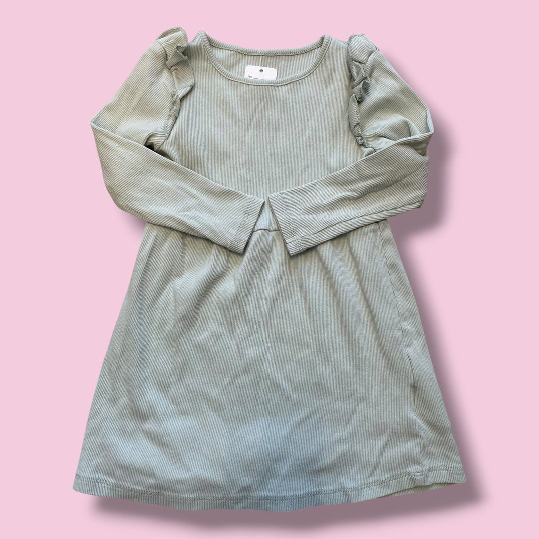 green H&amp;M ribbed dress, 3/4y