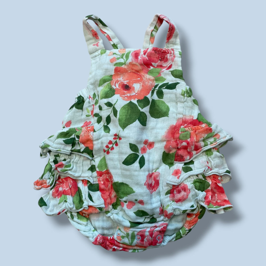 blue Angel Dear flower romper, 3-6m