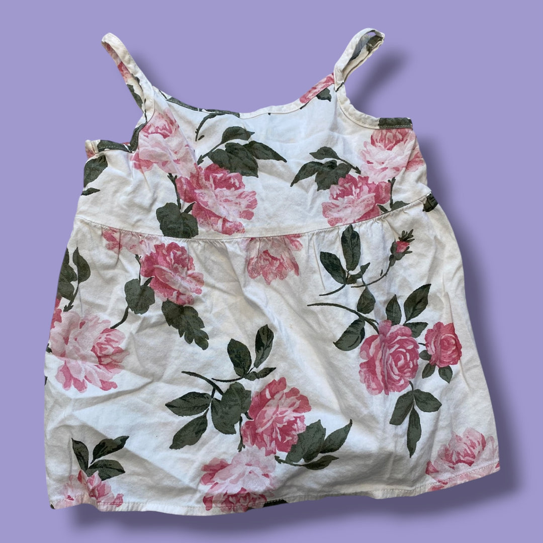 Cream Old Navy flower tank, 6/7y