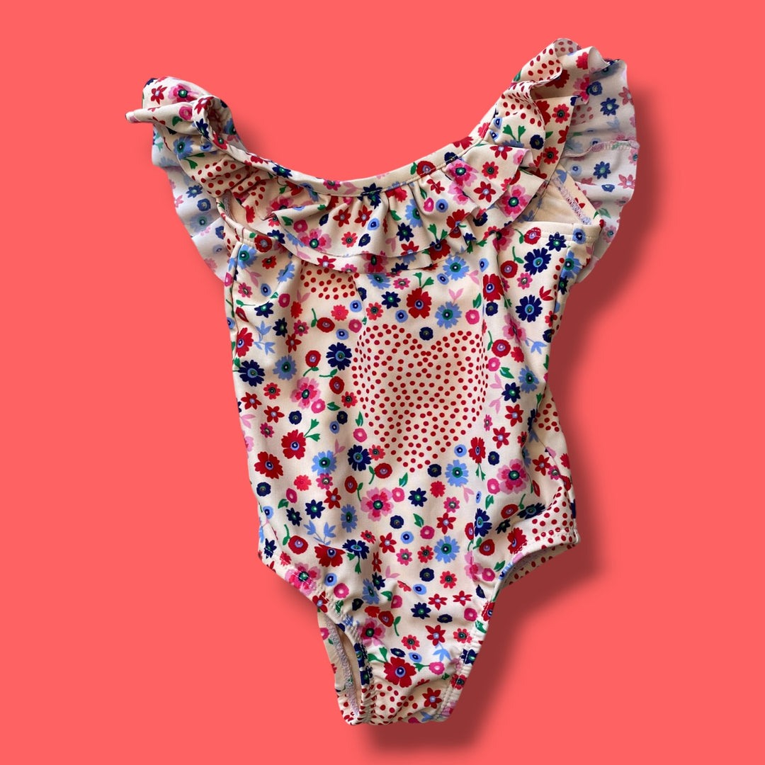 peach Gap floral one piece swim, 18-24m