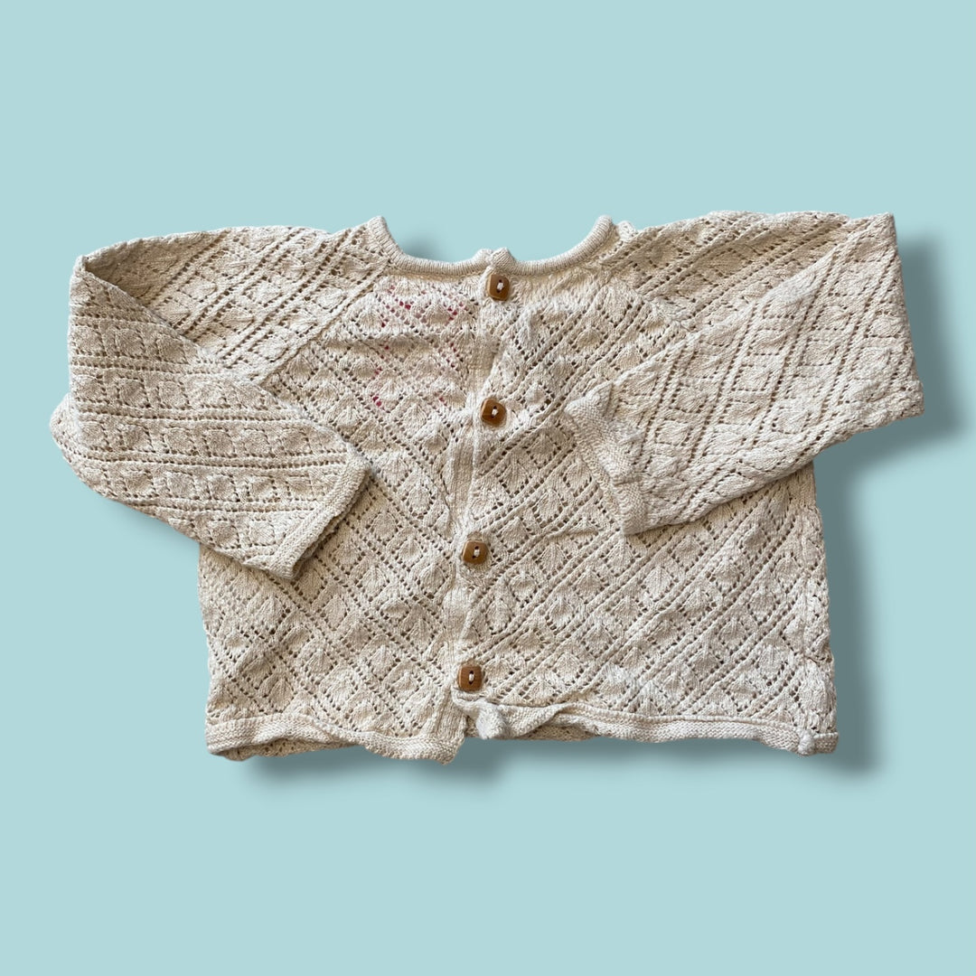 beige Zara knit cardi, 6-9m