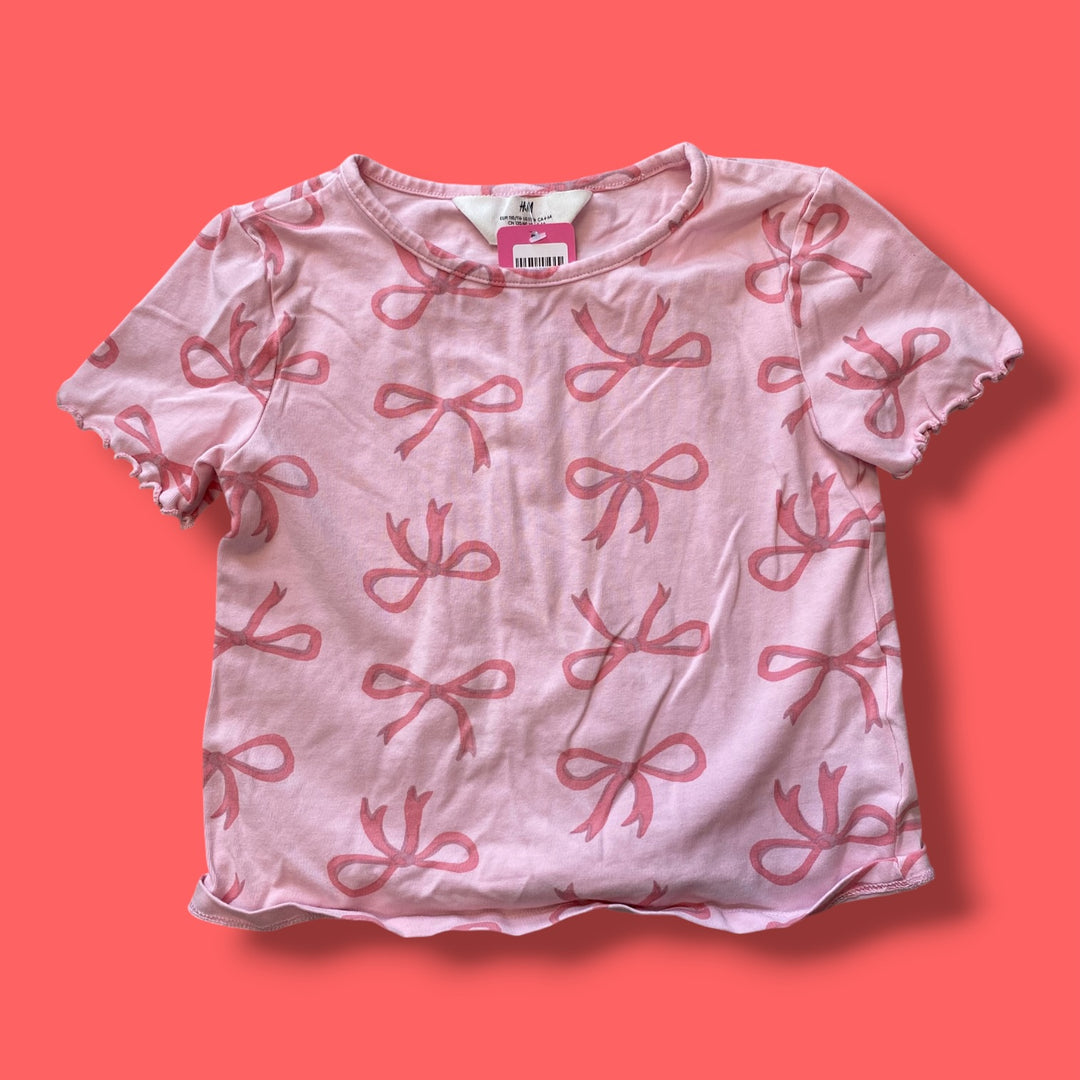 Pink H&amp;M bow tee, 4/6y