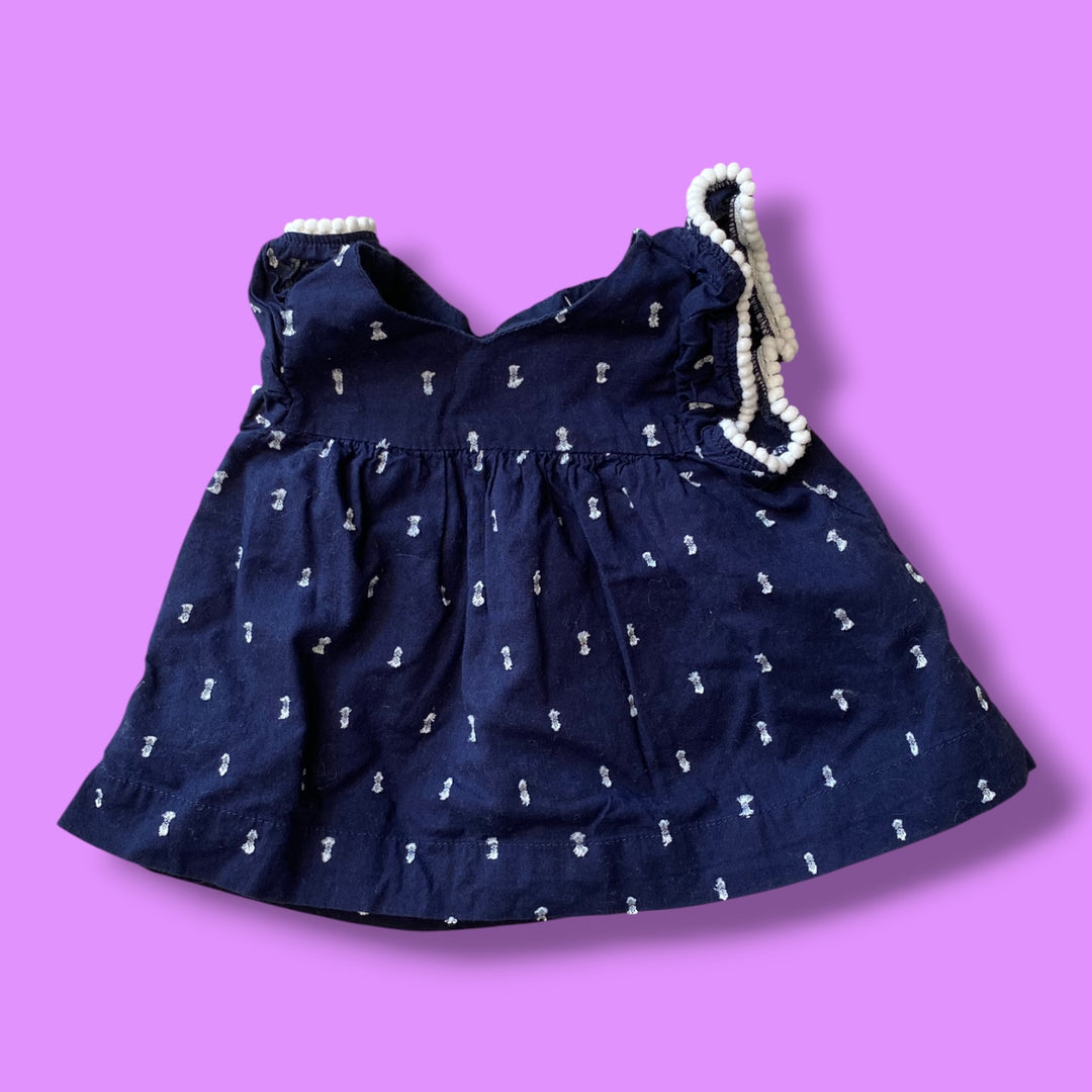 navy  Gap patterned ruffle top, 0-3m