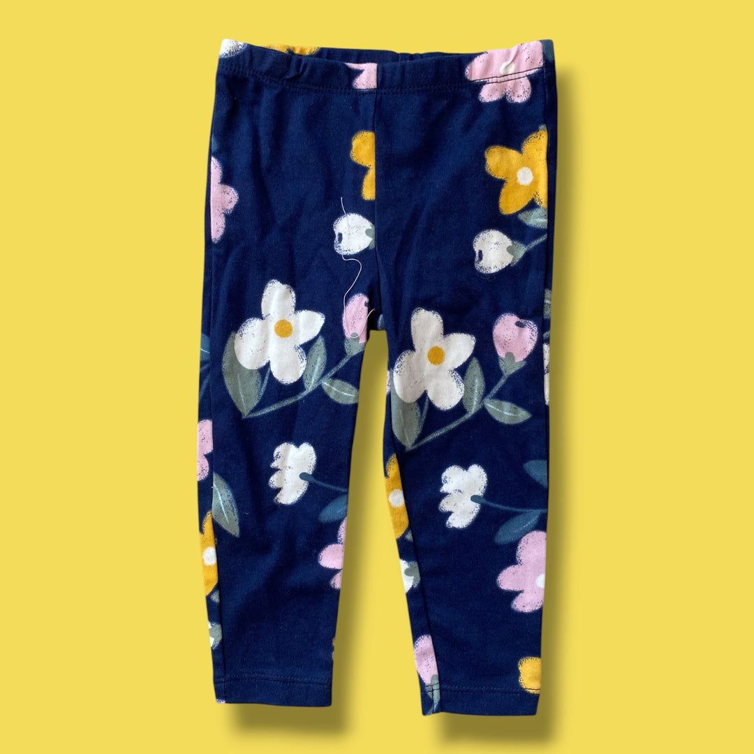 navy Carters floral leggings, 12m