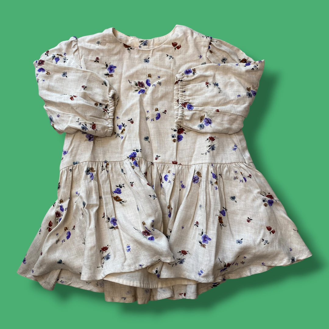 beige Zara floral dress, 9-12m