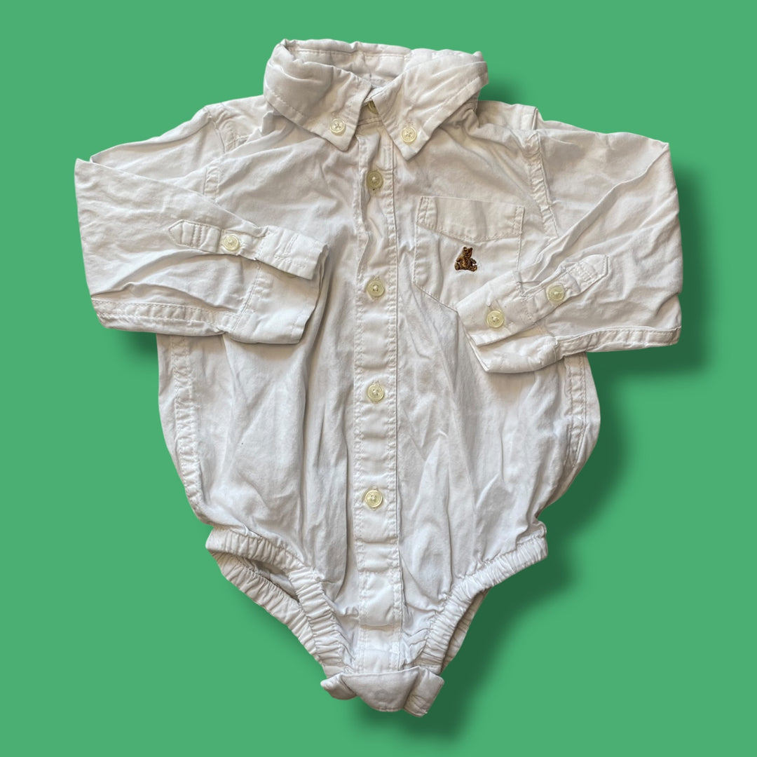 white Gap button up bodysuit, 12-18m