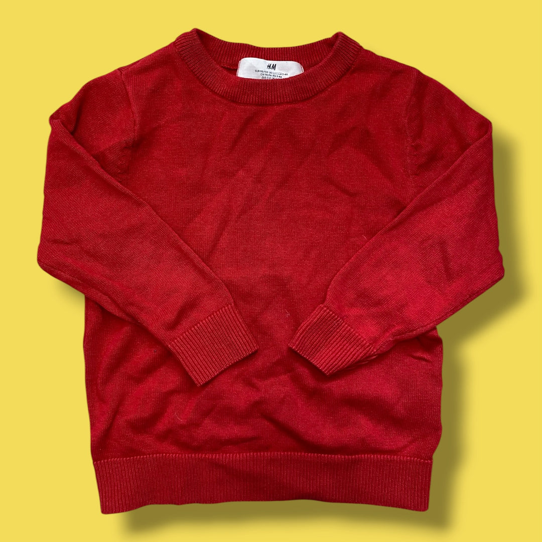 red h&amp;m sweater, 2/4y