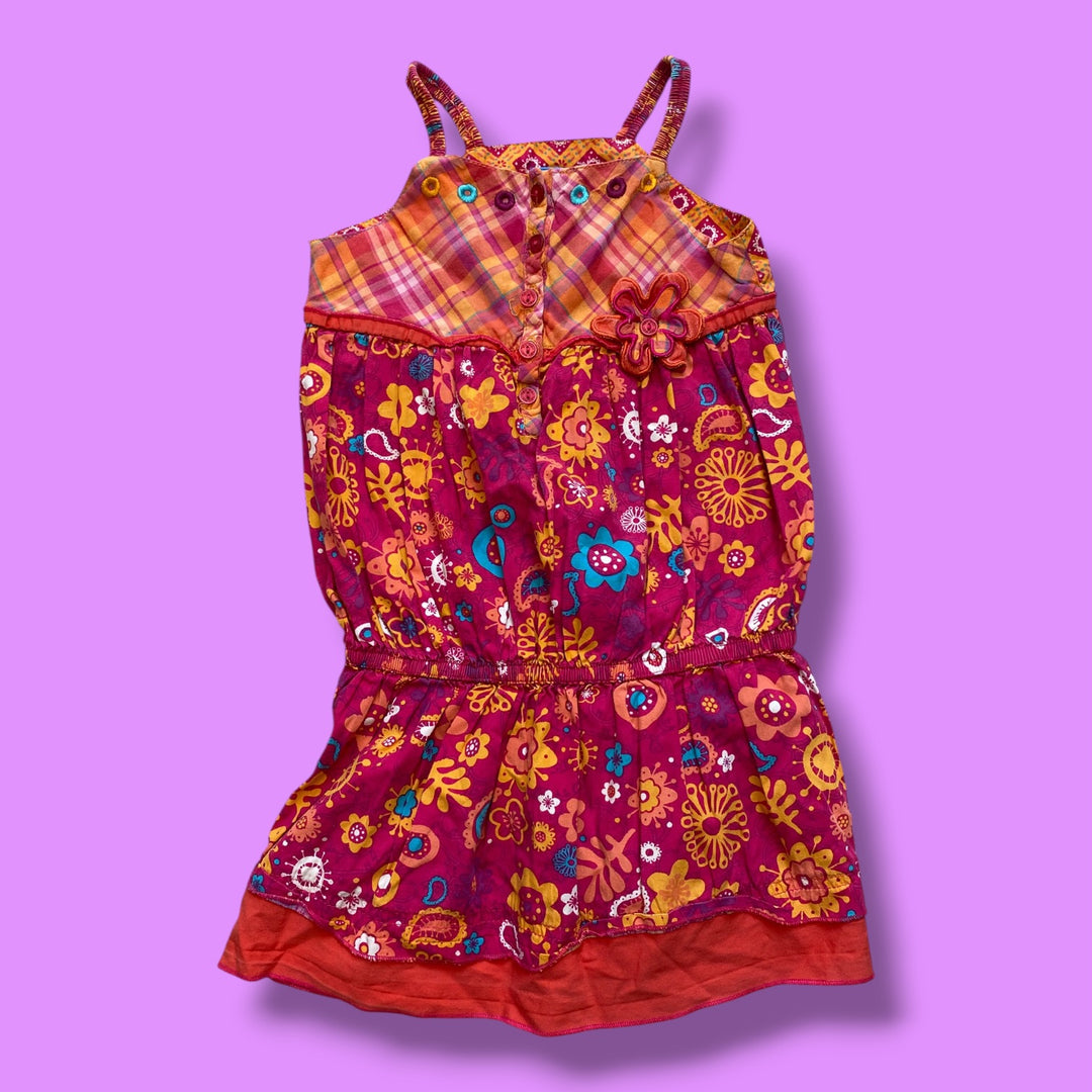 Red Gagou Tagou floral dress, 3Y