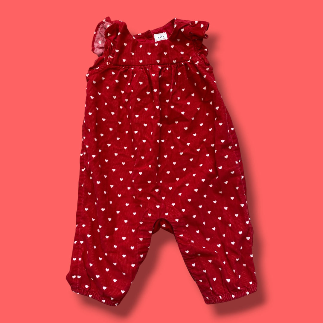 red Gap ribbed heart romper, 0-3m