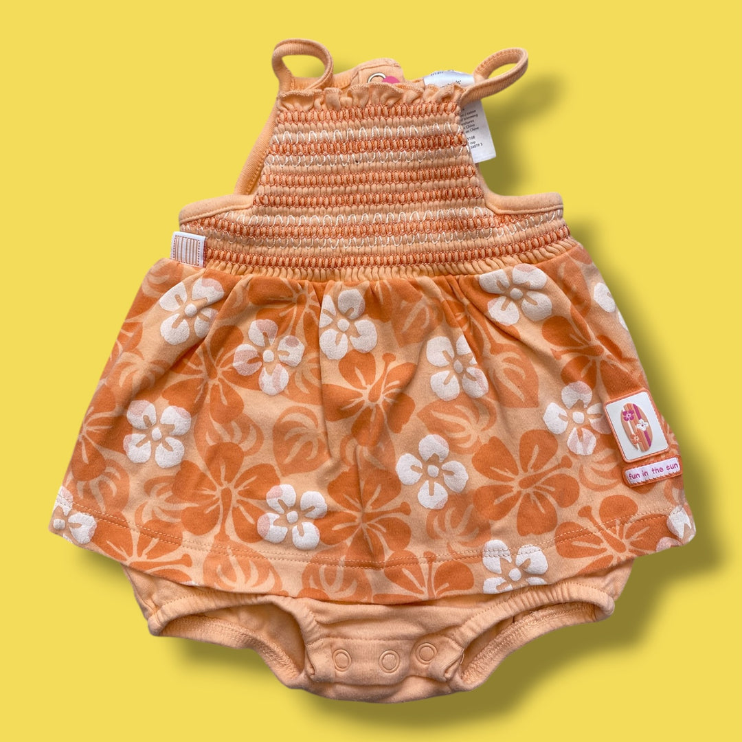 orange Carters floral bodysuit, 3m