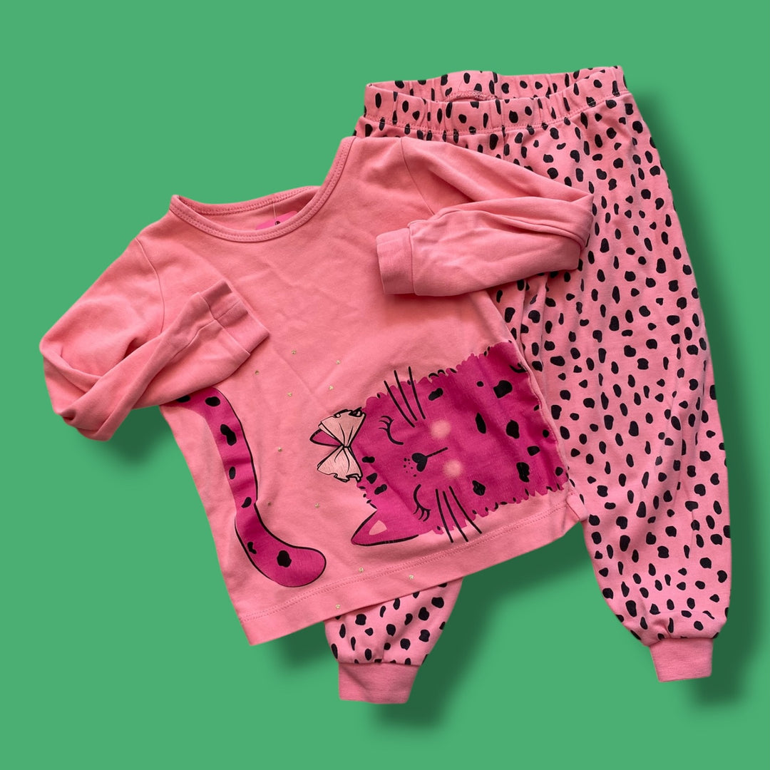 pink Pekkle cheeta pjs, 2-3Y