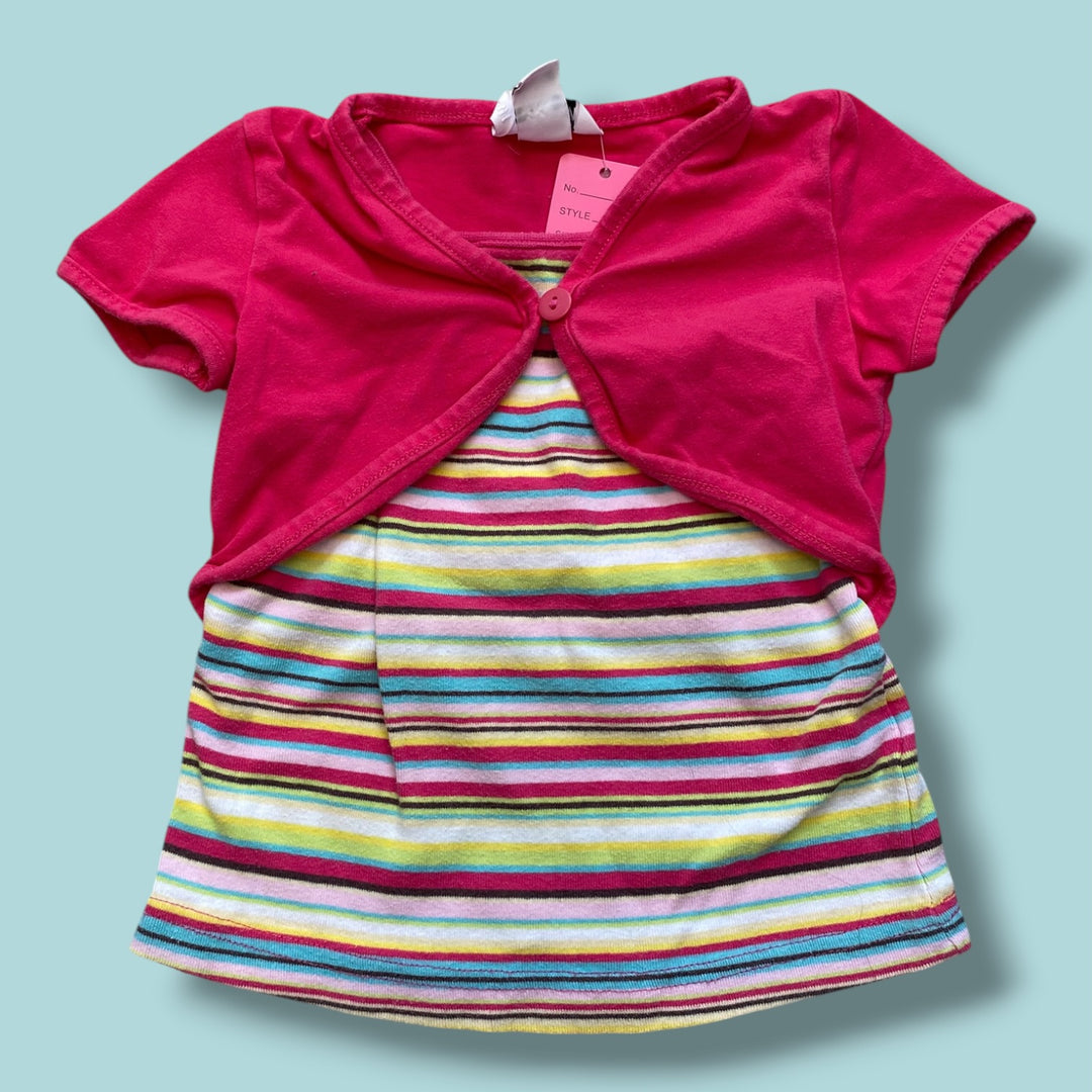 pink H&amp;M striped tee, 18-24m