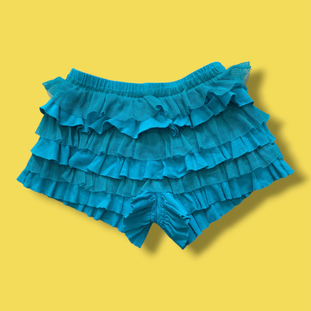 teal The Childrens Place ruffle shorts, 12-18m