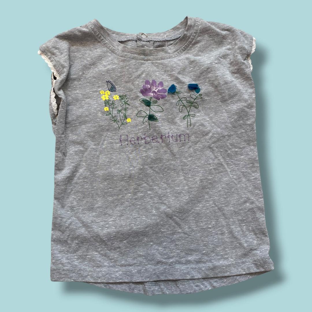 Grey Trois moutons floral tee, 24m