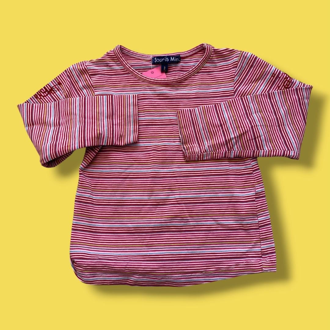 red Souris Mini striped long sleeve, 3Y