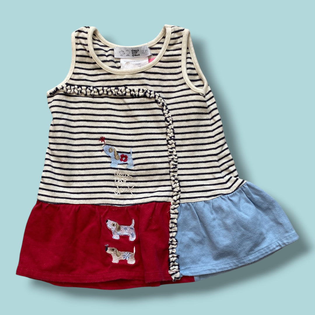 red/blue Deux par Deux striped dress, 12m