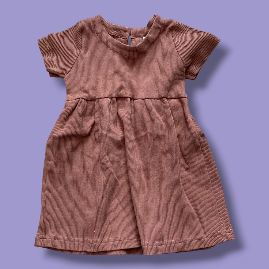 Brown Mebie Baby ribbed dress, 6-12m