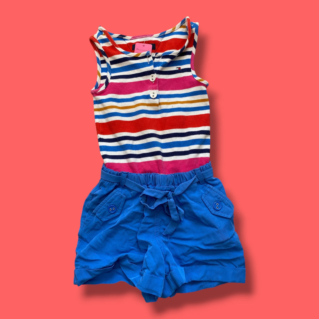 red/blue Tommy Hilfiger striped romper, 5Y