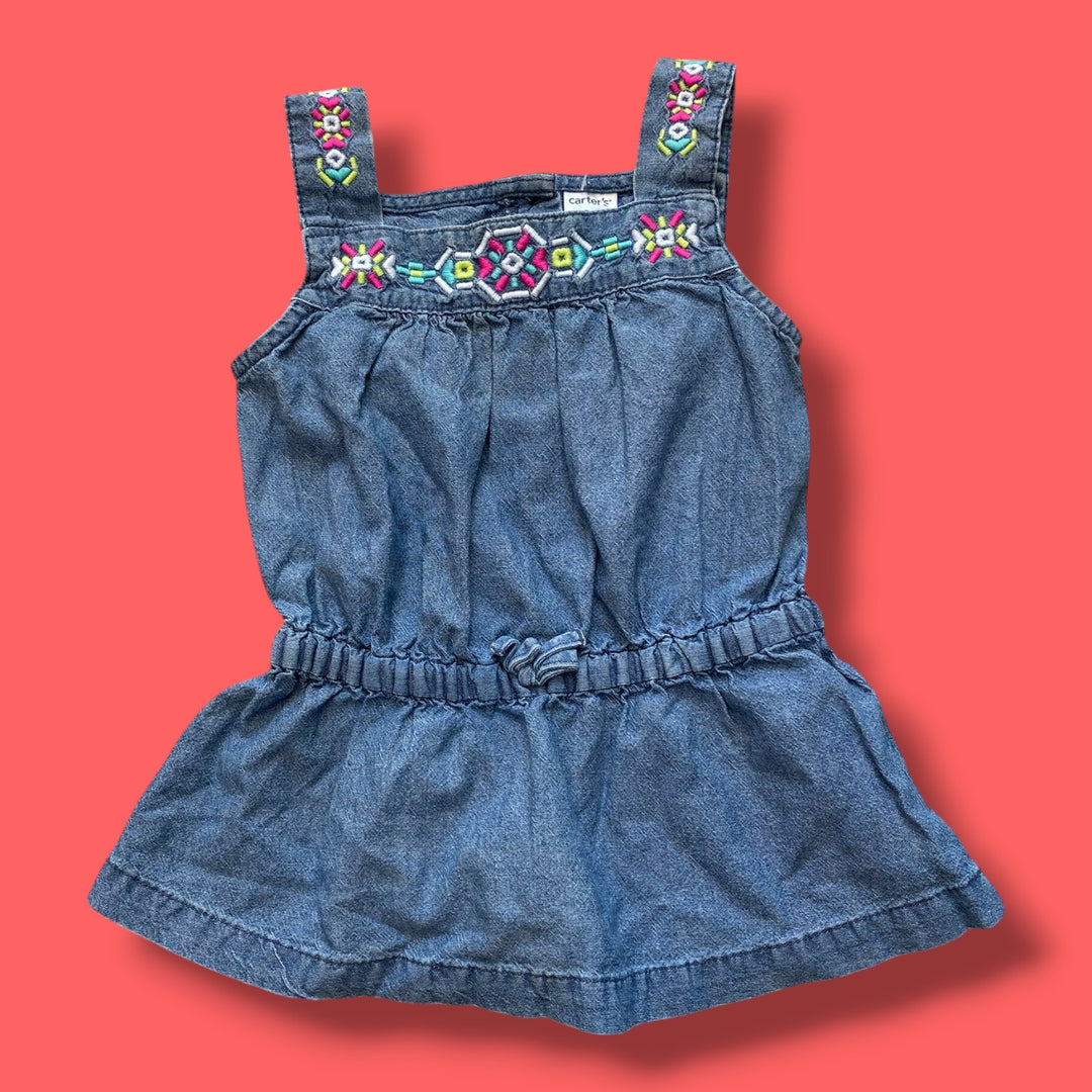 blue Carters denim embrioderd dress, 24m