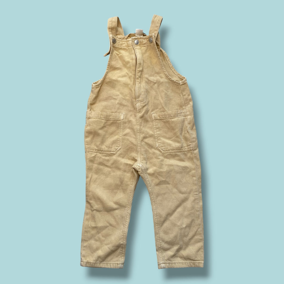 beige Zara ribbed overalls, 2/3y