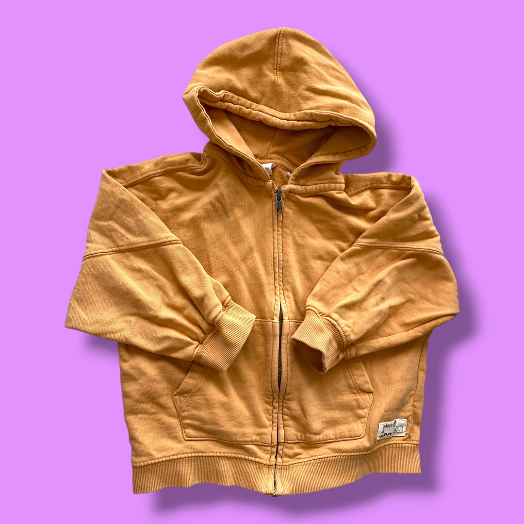 orange zara zip hoodie light marks, 3/4y