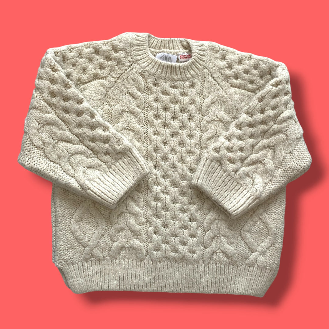 cream zara sweater, 2-3Y