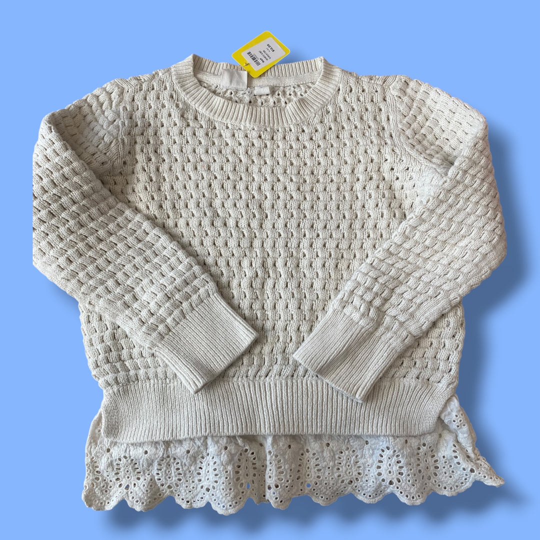White Gap Knit Sweater, 4-5Y