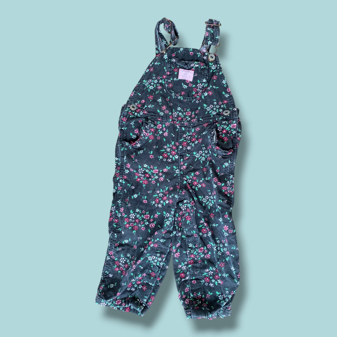 Grey/Floral Oshkosh Overalls, 18m