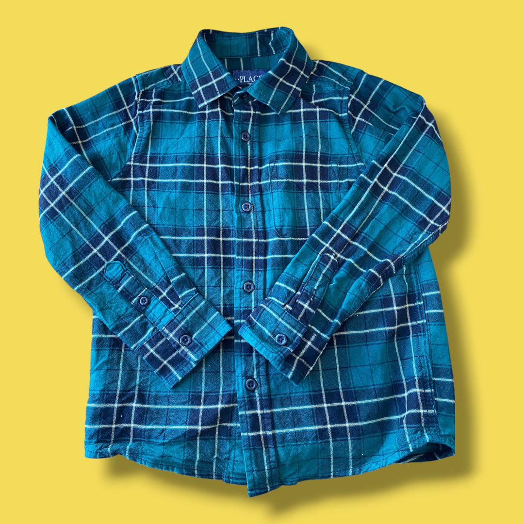 Green The Childrens Place Button Up, 5-6Y
