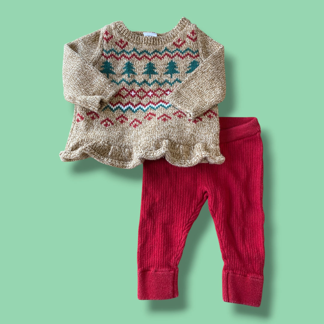 Brown/Red Carters 2 piece Set, 3m