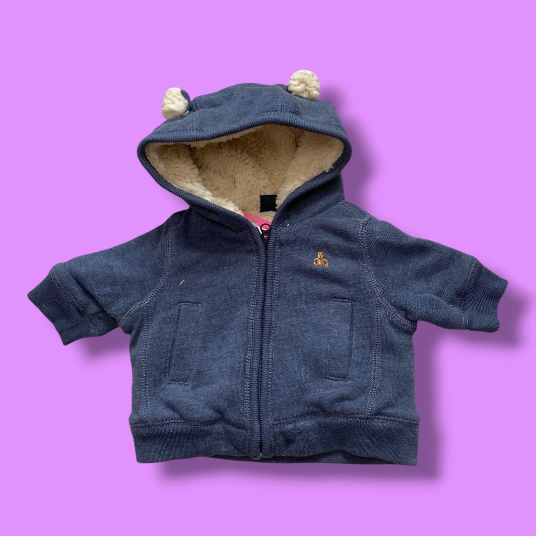 blue gap fluffy zip, 0-3m