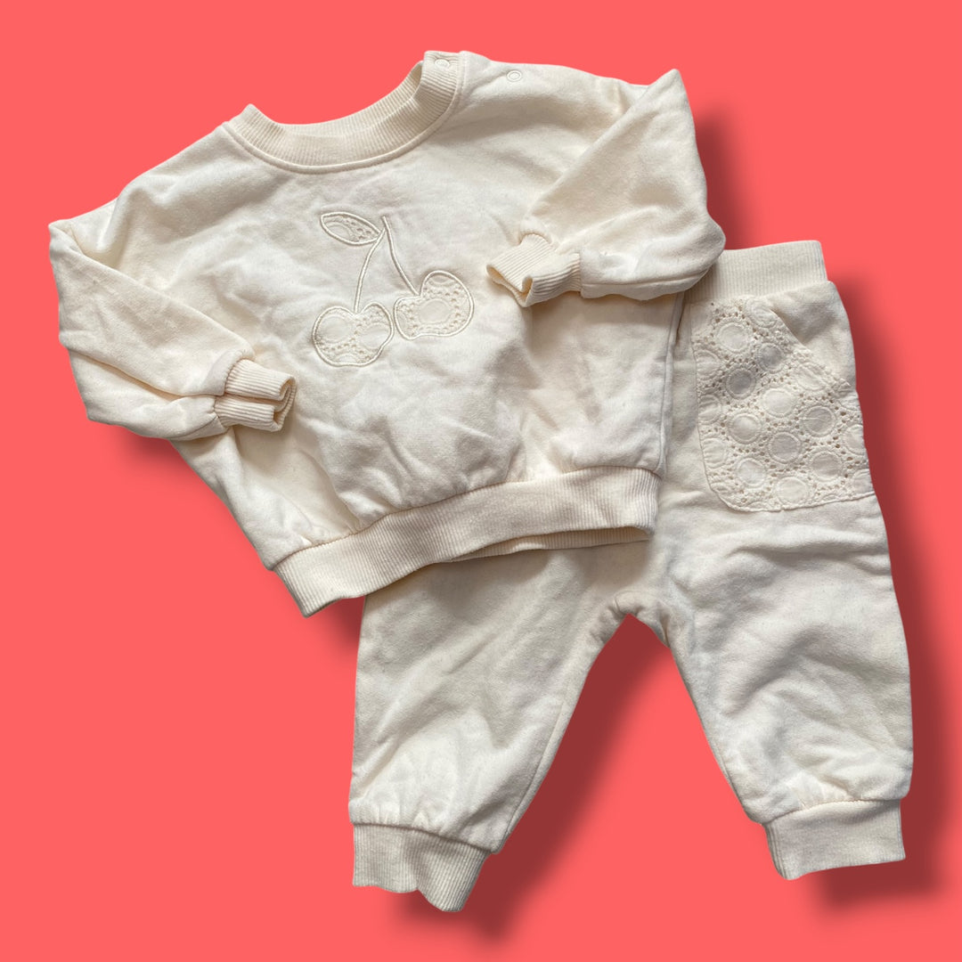 3-6m george 2 piece set, cream