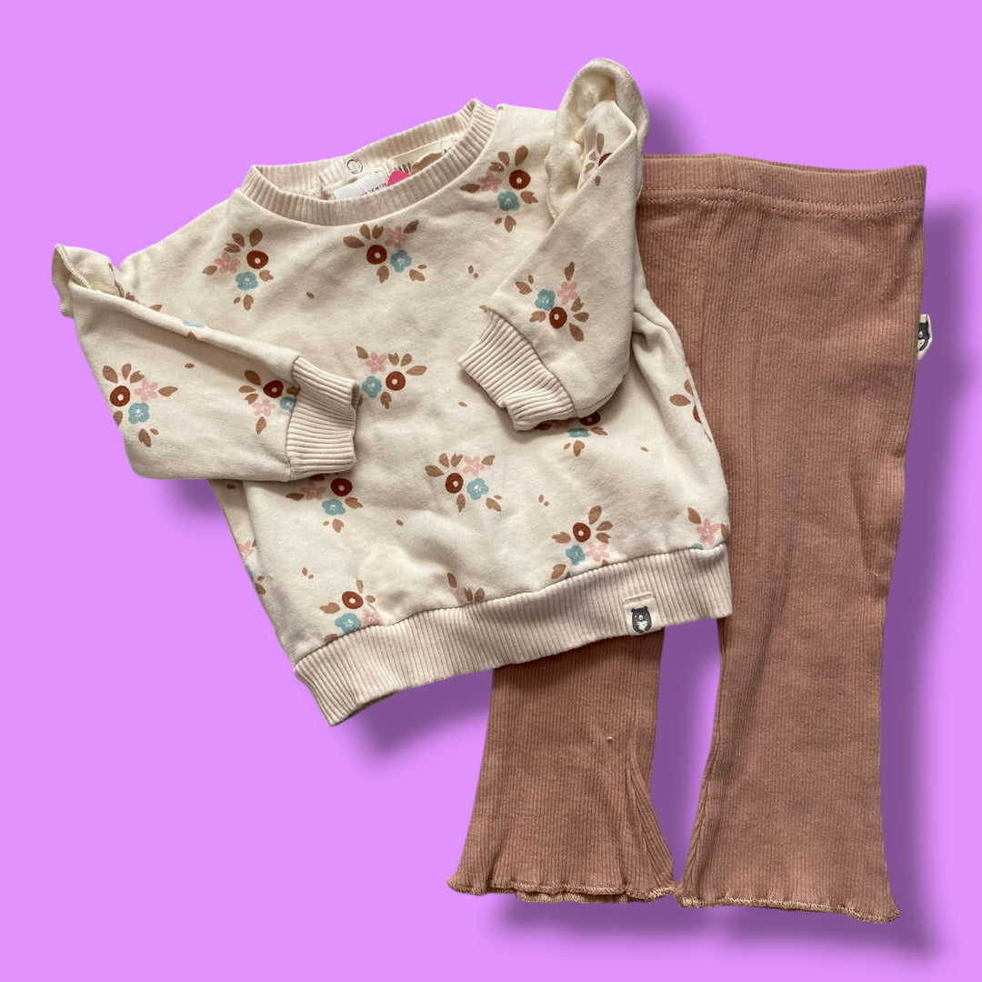 3-6m rabbit bear 2 piece set, cream