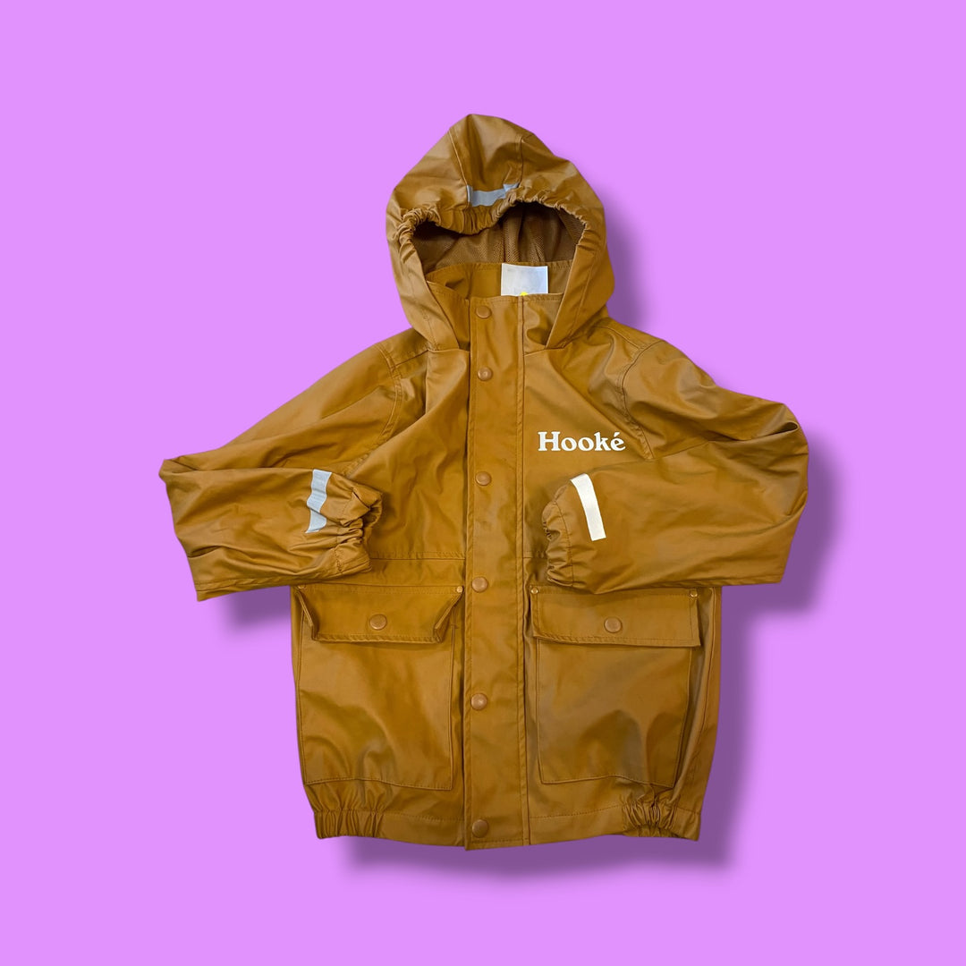 brown hooke raincoat, 8y