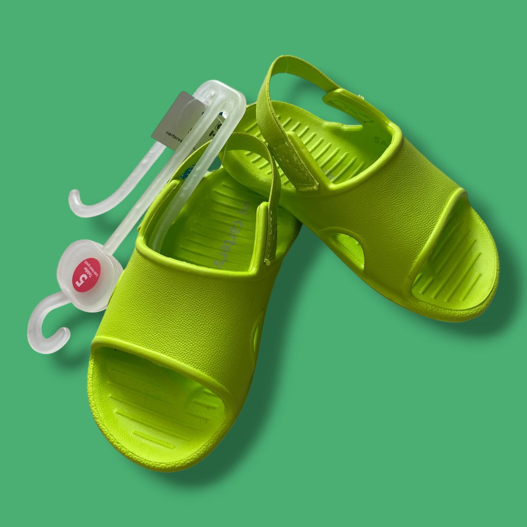Green Carters neon sandals, 5.0