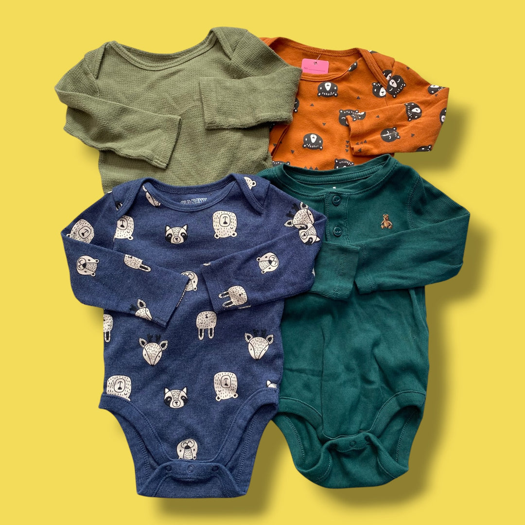 green/orange Mixed sets set of 4 bodysuits, 6-12m