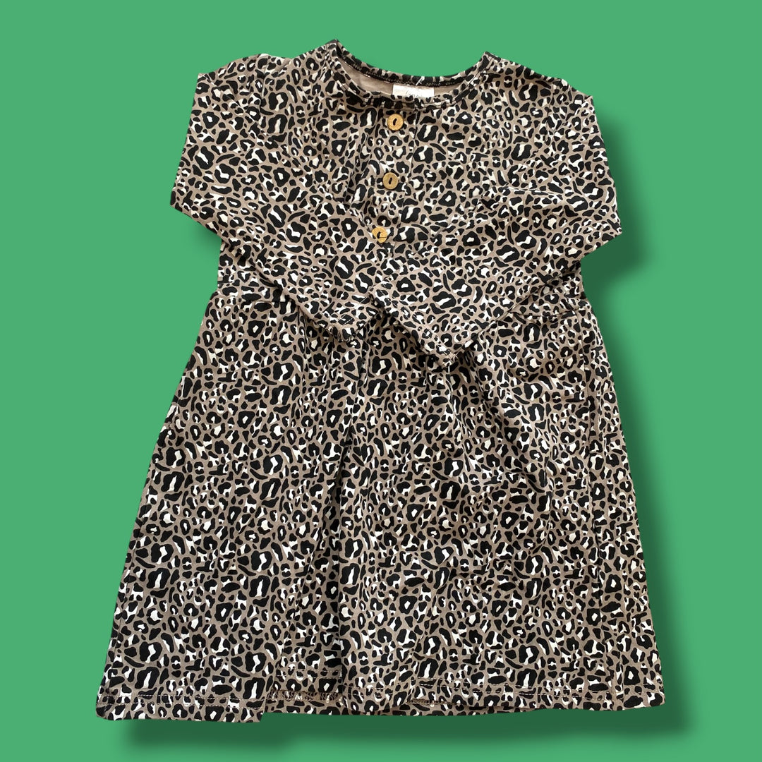 Cheetah tiny button apparel dress, 2/3y