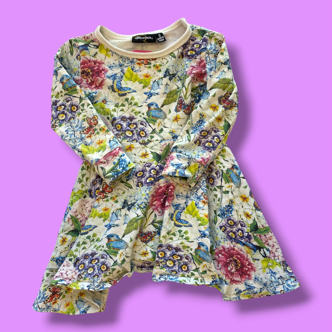 multi rock your kid nature twirl dress, 3Y
