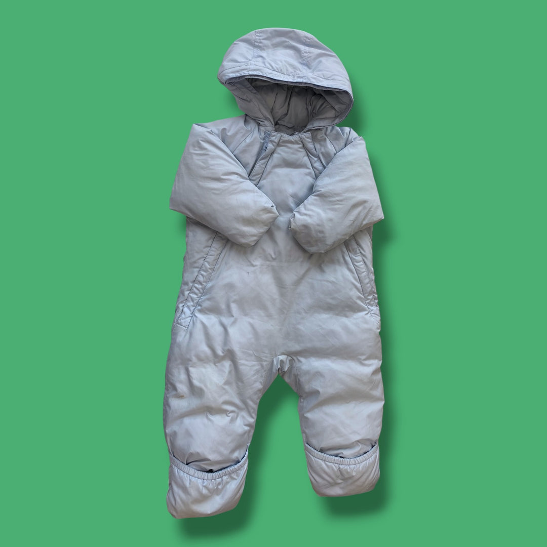 blue lands end goose down snowsuit AS IS light marks, 6-12m