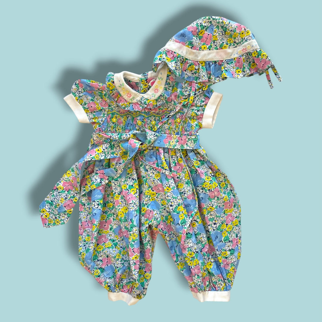 multi vintage floral romper set, 3m