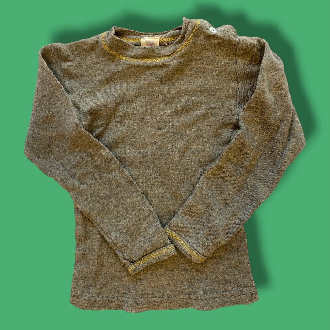brown  70% wool long sleeve, 2Y