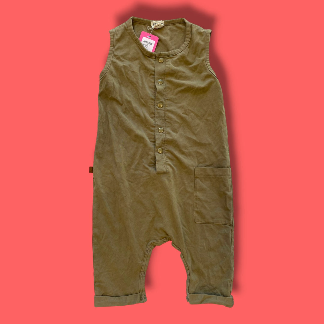 brown Kidwild sleeveless romper, 12-18m