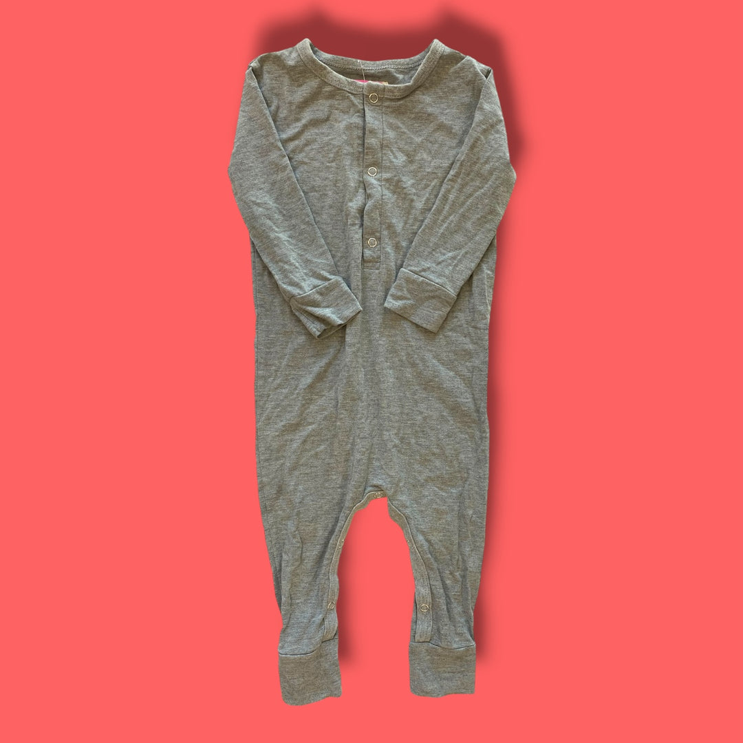 grey Mini Mioche long sleeve romper, 12-18m