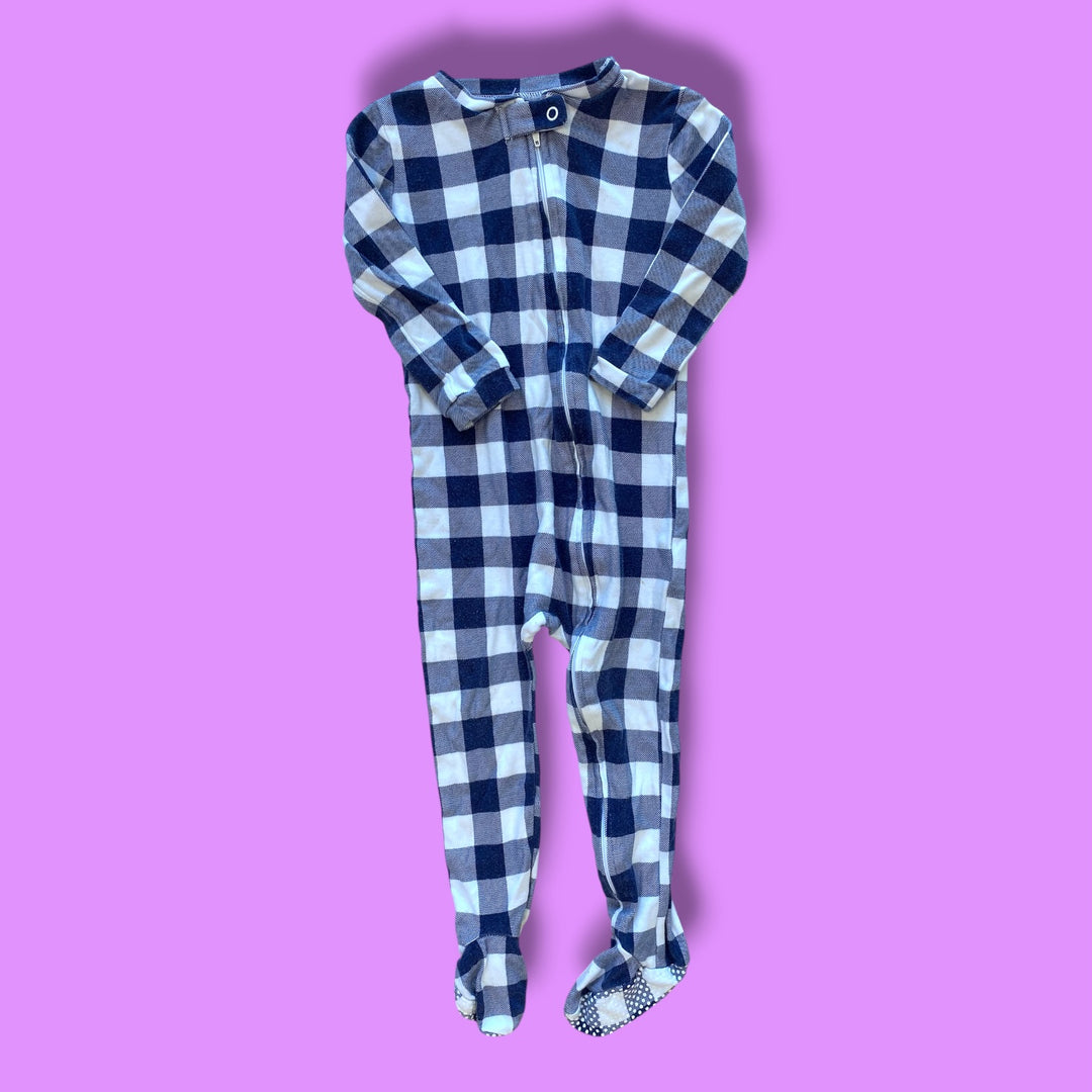blue Pottery Barn plaid sleeper, 18-24m